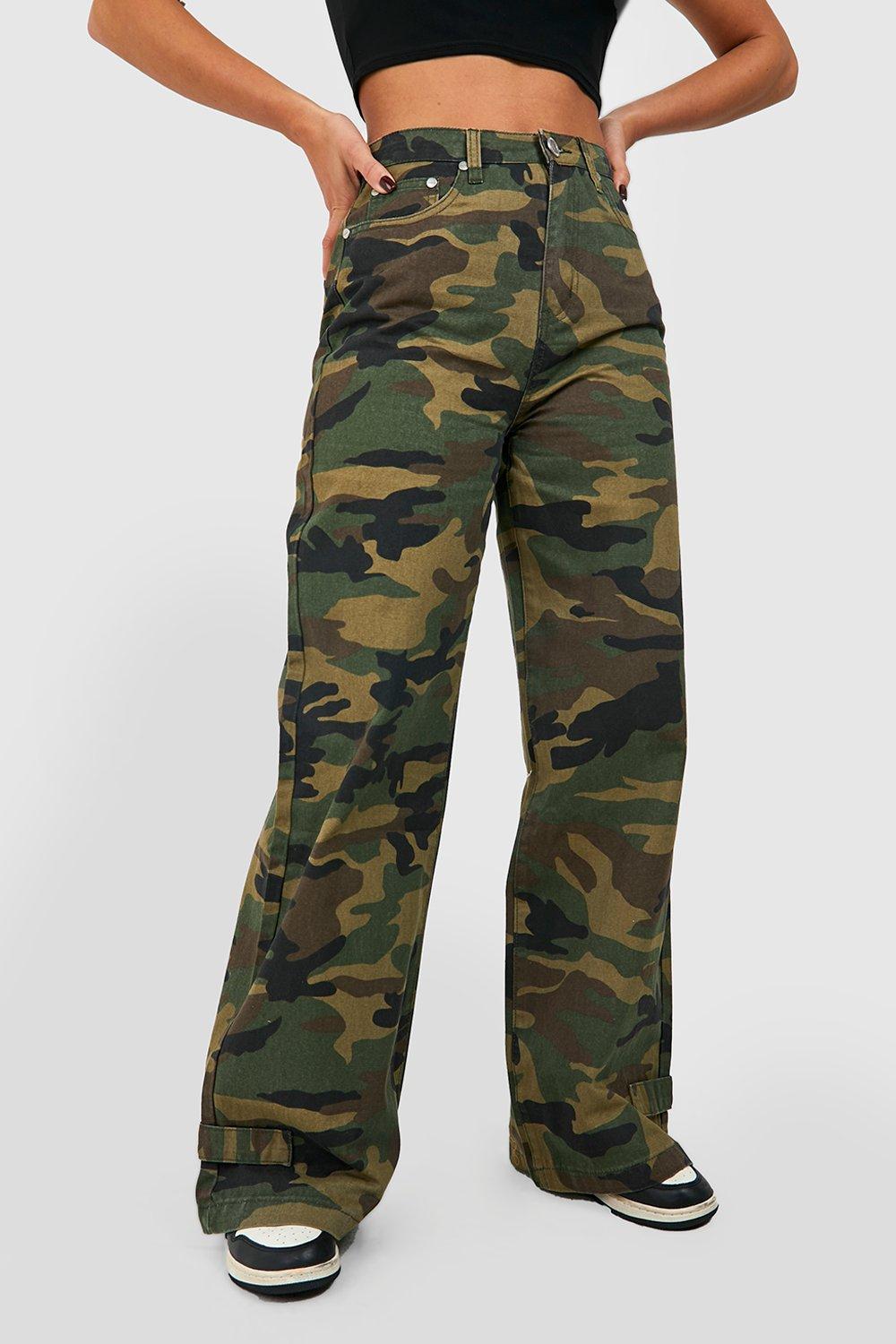 Keperstof Camouflage Print Broek Met Rechte Pijpen boohoo