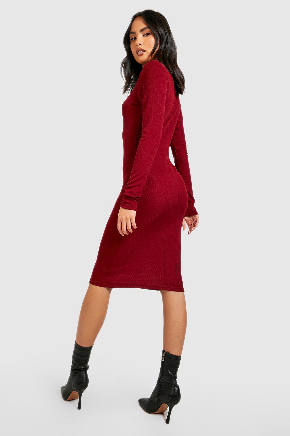 Boohoo long outlet sleeve midi dress