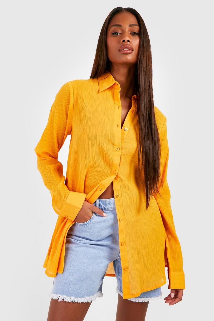 Saffron Cheesecloth Oversized Shirt  image number 1