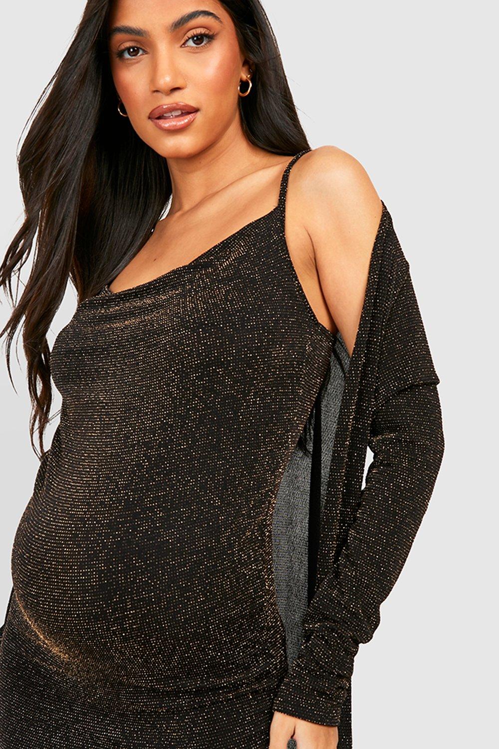 Boohoo + Maternity Strappy Cowl Neck Dress And Duster