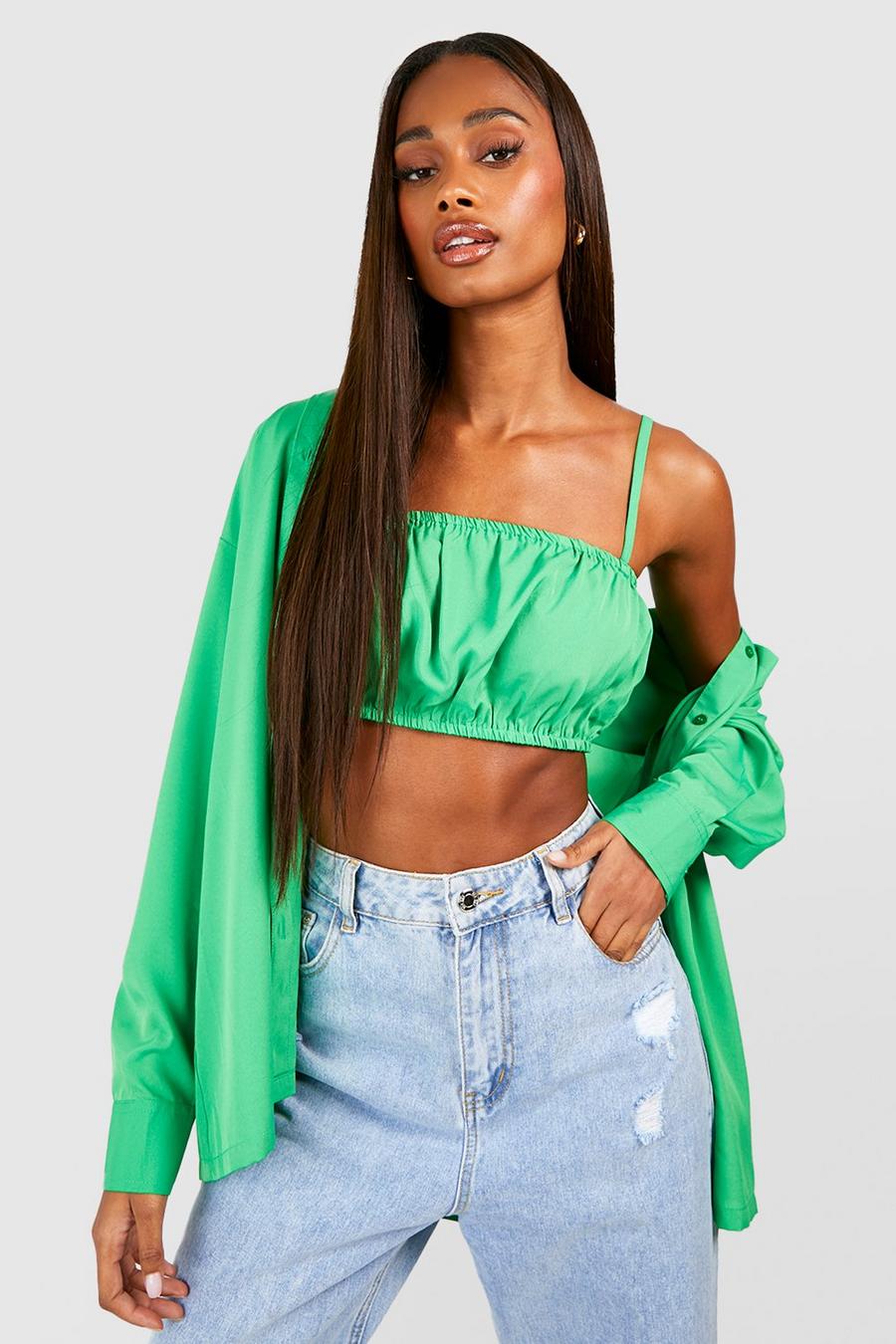 Green Oversized Shirt And Bralet  image number 1