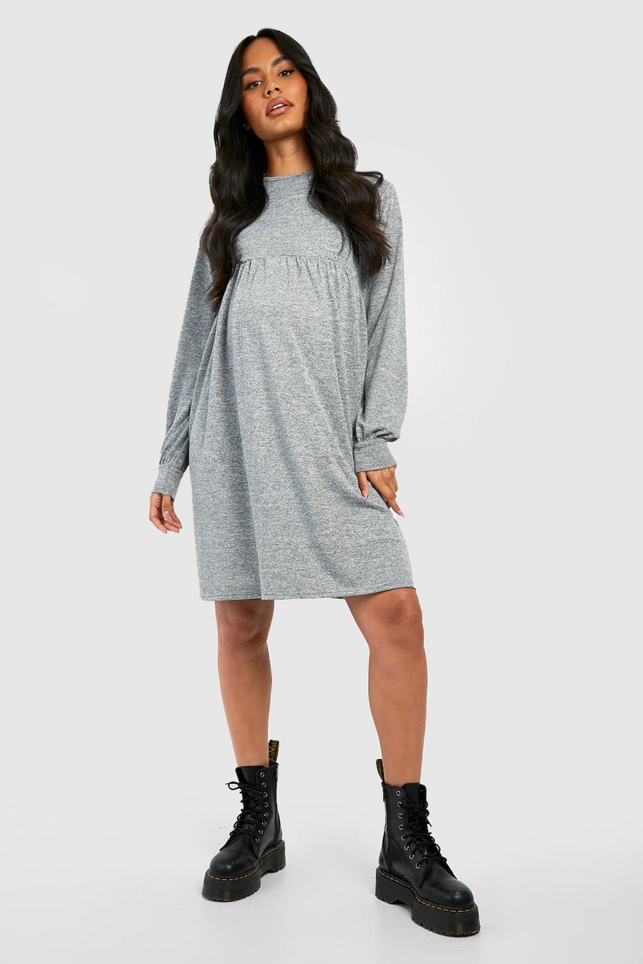 Grey Maternity Melange Knit Smock Dress image number 1