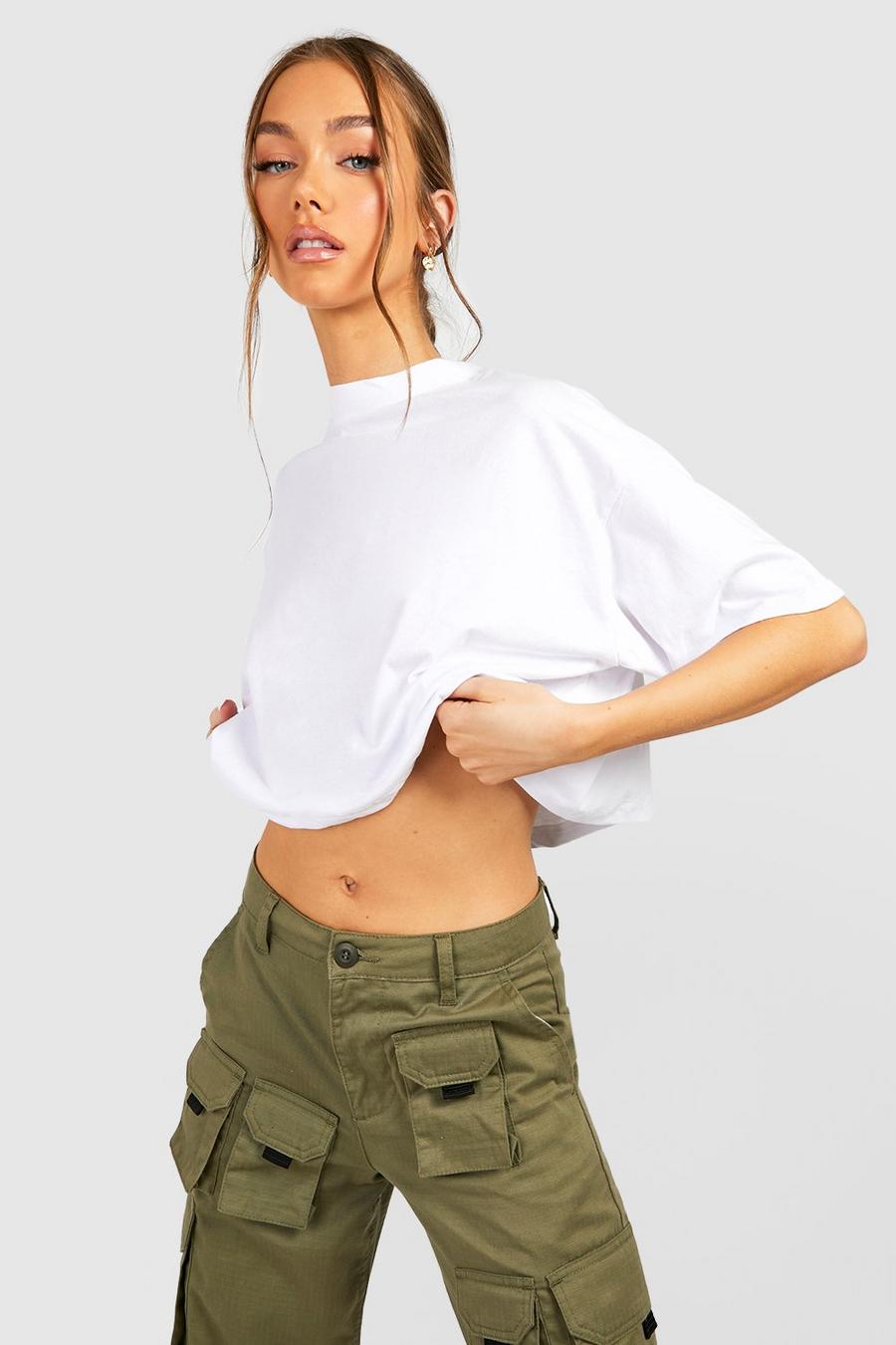 White Boxy Fit Crop Tshirt image number 1