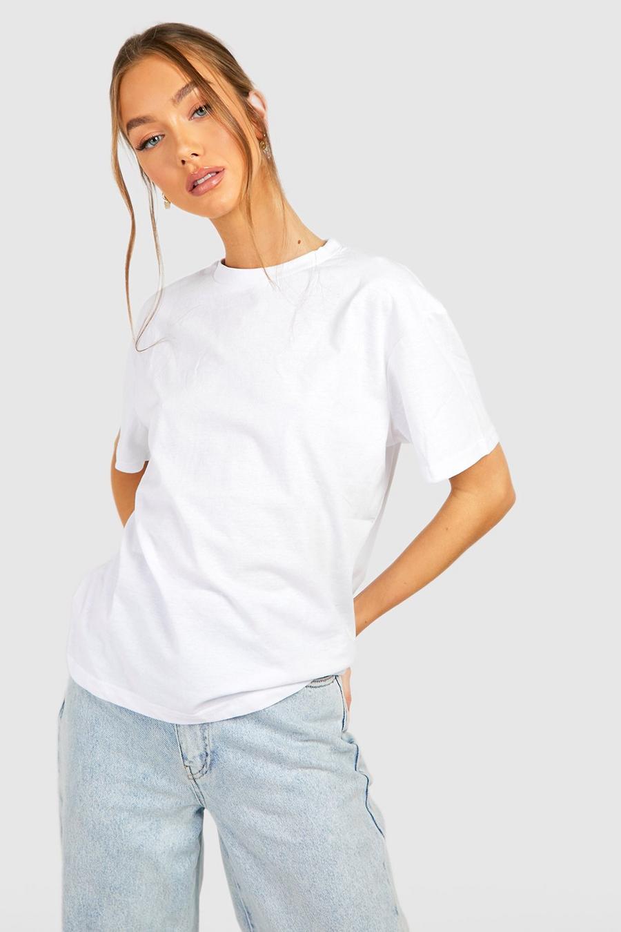 White Oversized t-shirt med rund hals image number 1