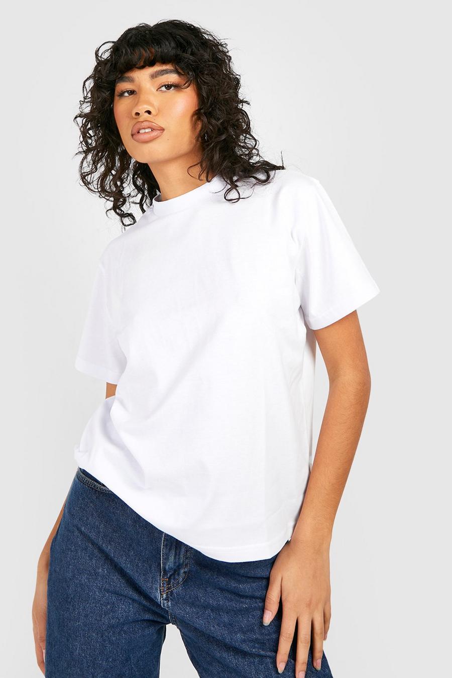 White T-shirt i bomull med rund hals image number 1