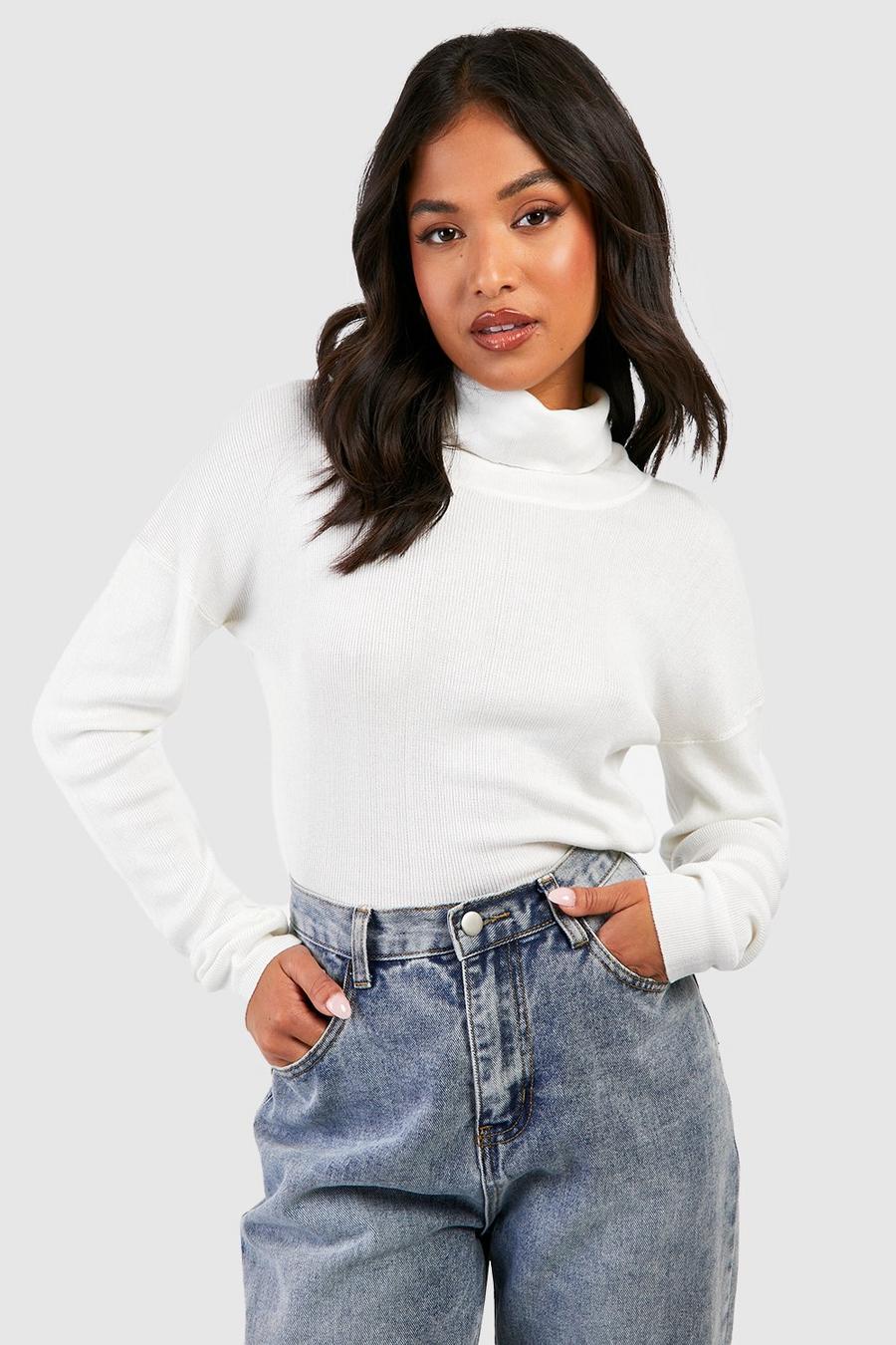 Off white Petite Basic Turtleneck Sweater image number 1