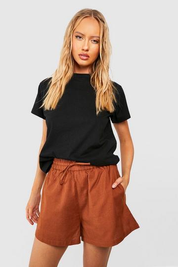 Tall Linen Look Flowy Shorts chocolate