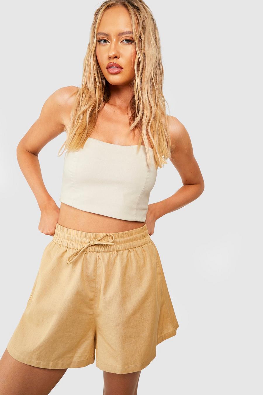 Stone Tall Linen Look Flippy Shorts image number 1