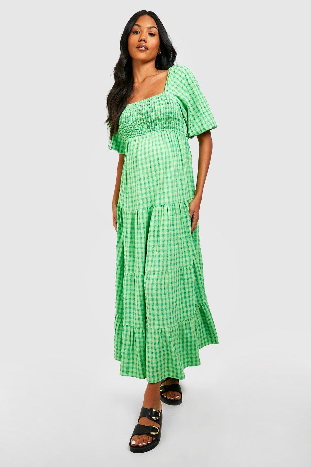 Maternity Gingham Print Midi Dress