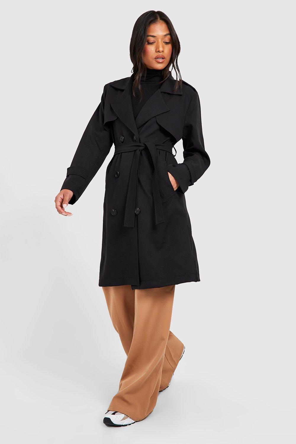 Black belted trench coat best sale