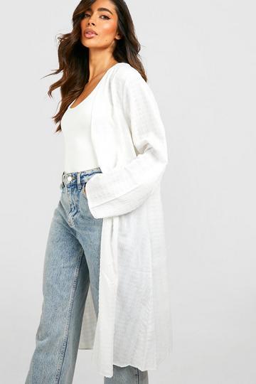 Textured Longline Kimono white