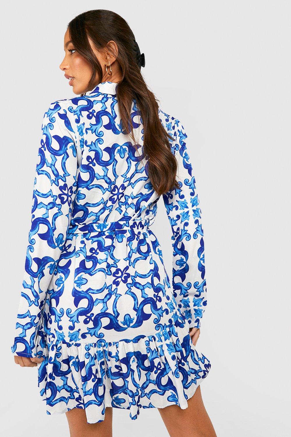 Scarf print 2025 shirt dress