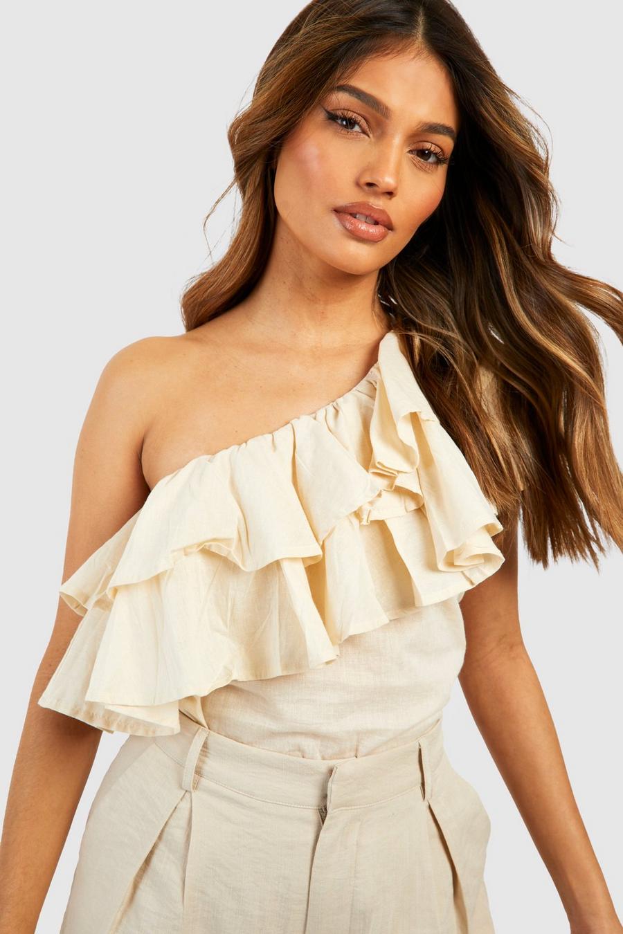 Woven Frill One Shoulder Top