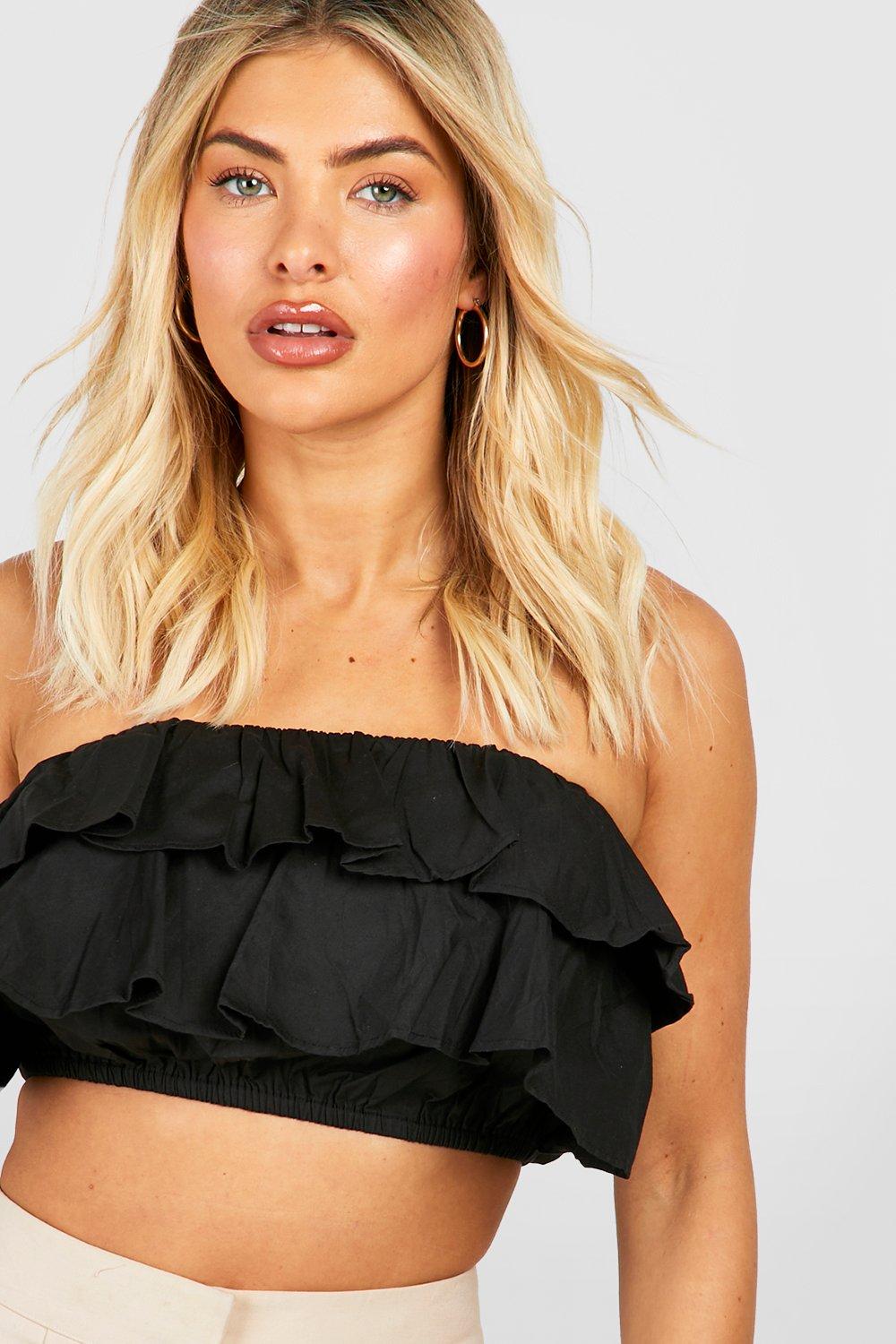 Cotton Ruffle Bandeau Top