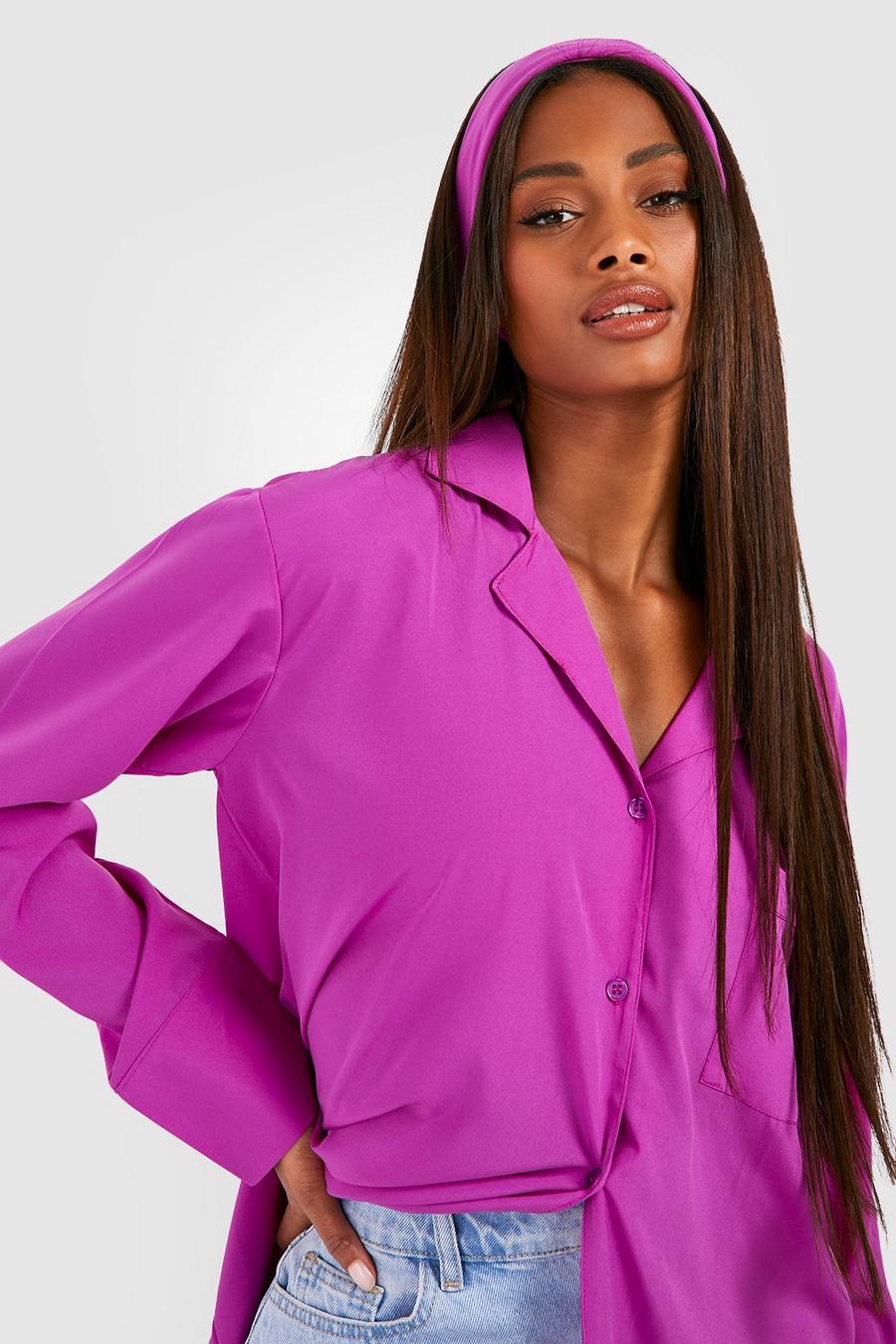 Camicia oversize & foulard, Purple image number 1