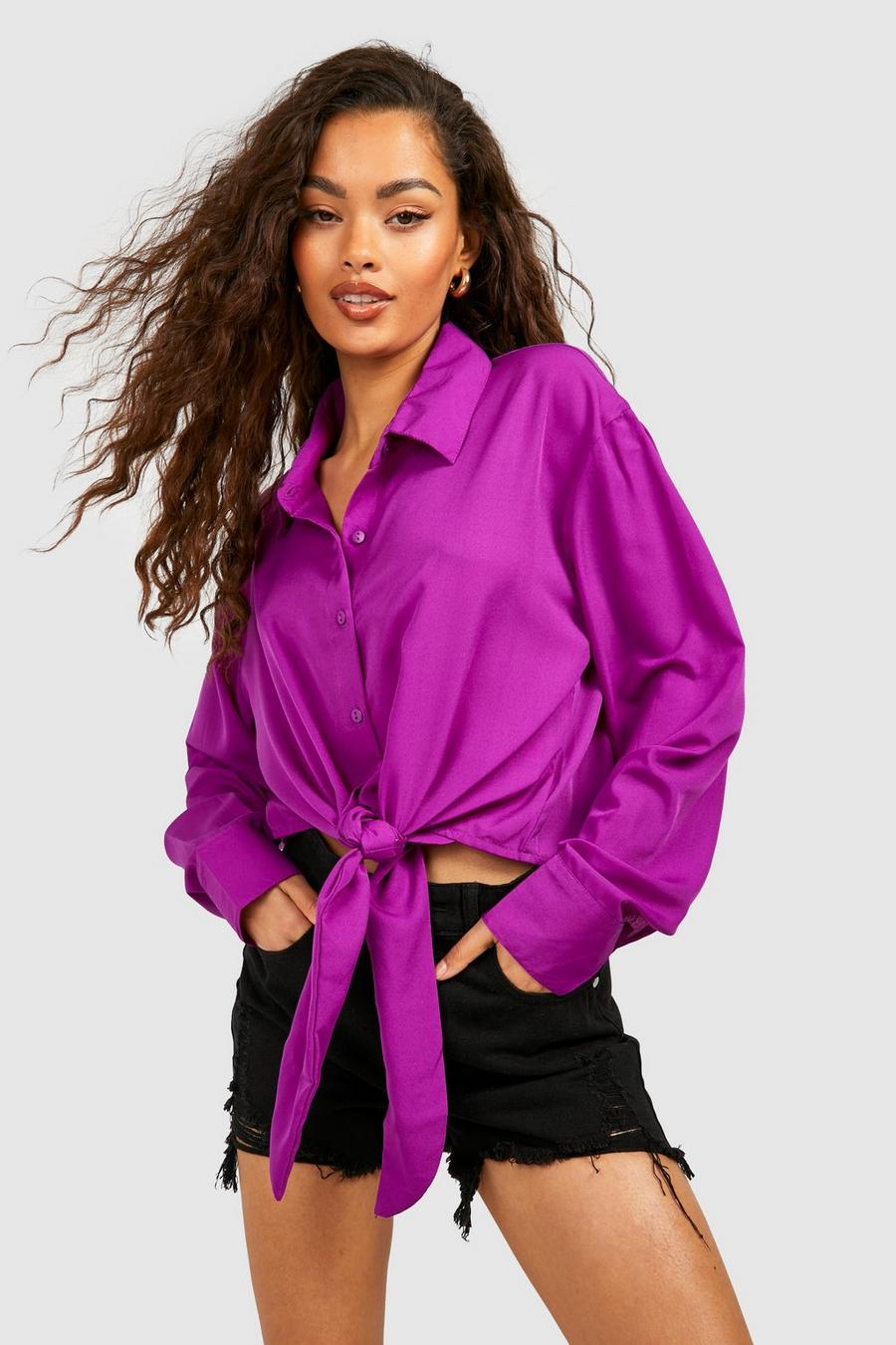 Purple Tie Front Shirt