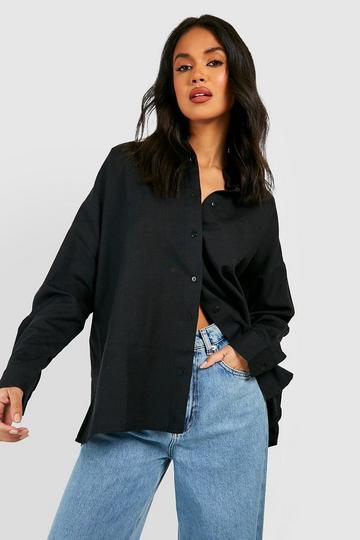 Oversized Linen Shirt black