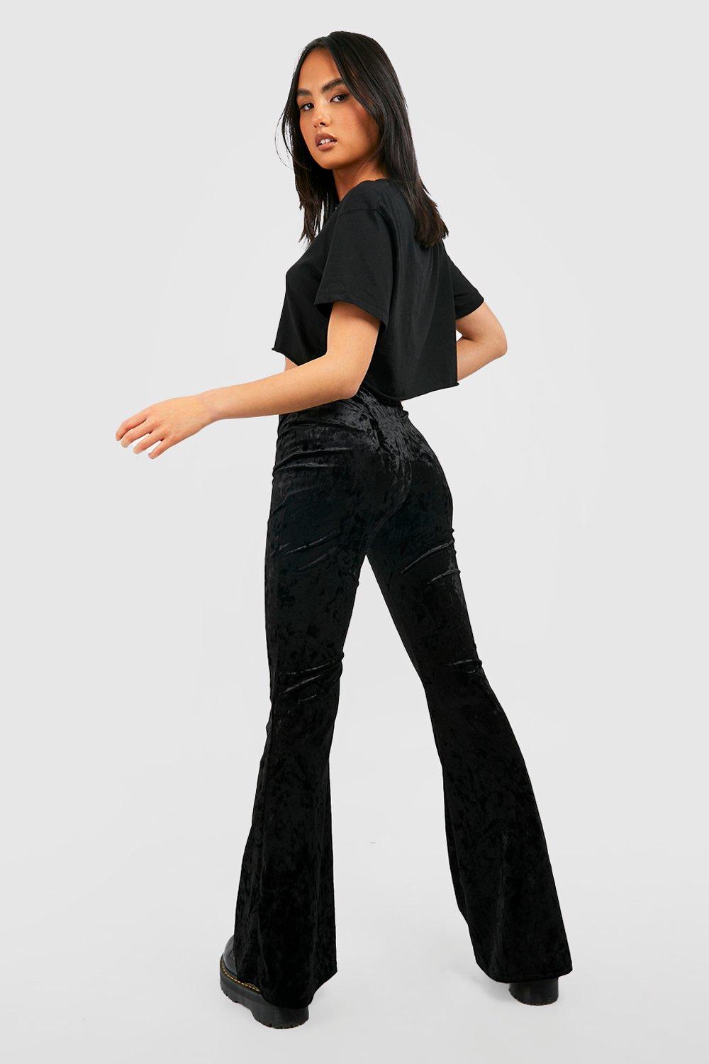 Crushed Velvet High Waisted Flared Pants