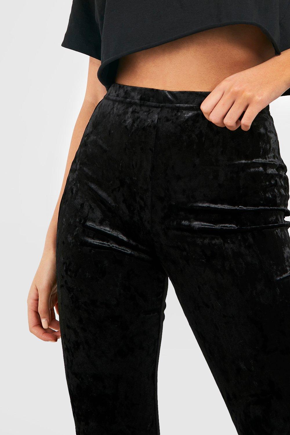 Crushed Velvet High Waisted Flared Pants