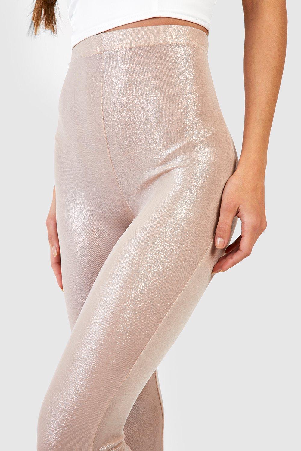 Glitter Sheer High Waisted Split Hem Pants