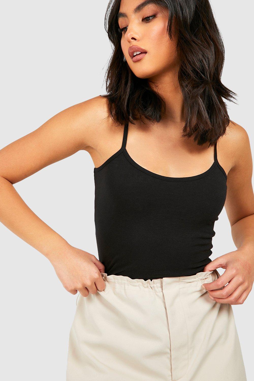 Strappy black shop vest top