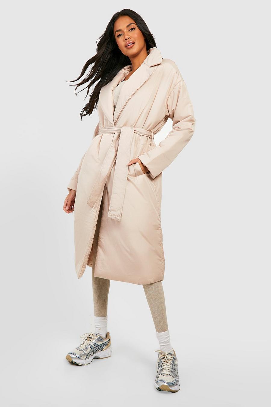 Beige Padded Trench Coat image number 1