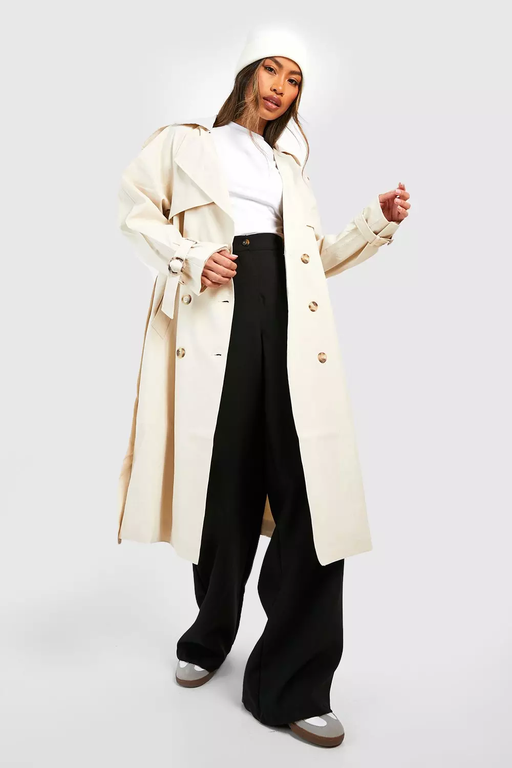 Belted double breasted outlet coat