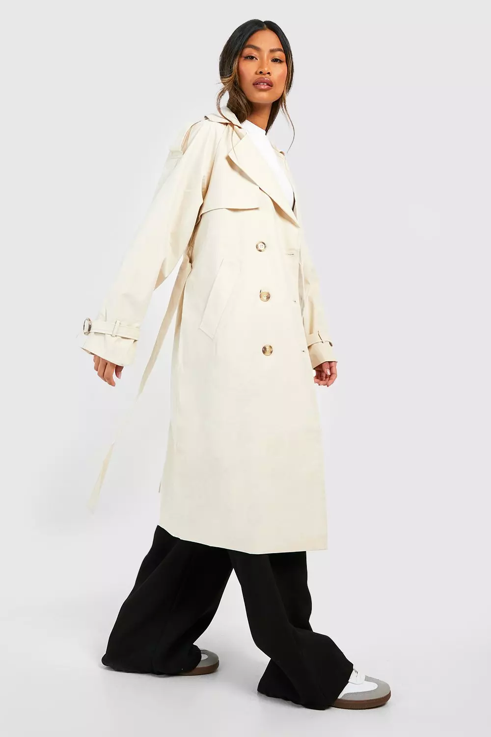 Long double breasted trench on sale coat