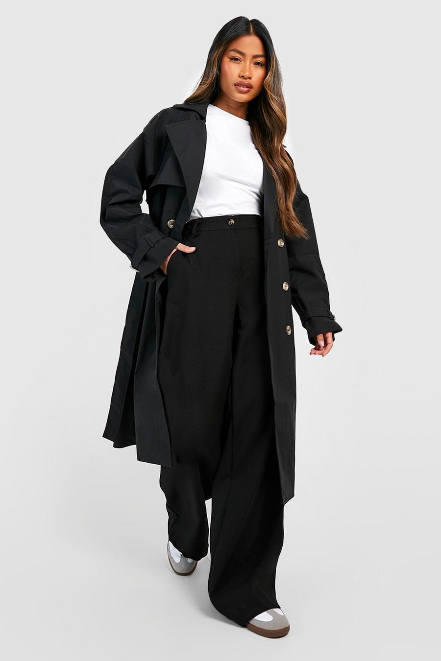 Black Belted Double Breasted Trench Coat image number 1