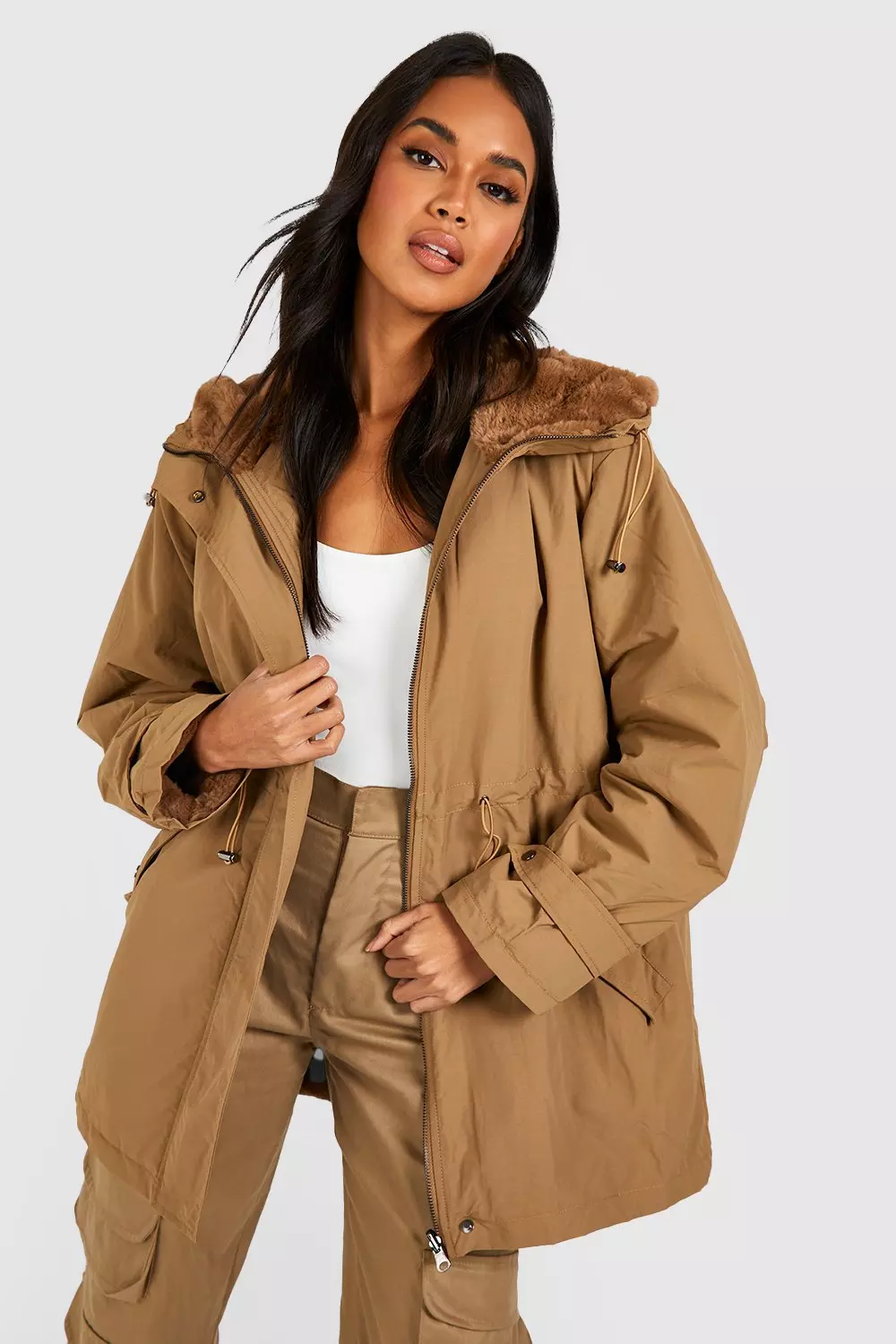 Faux fur lined on sale parka