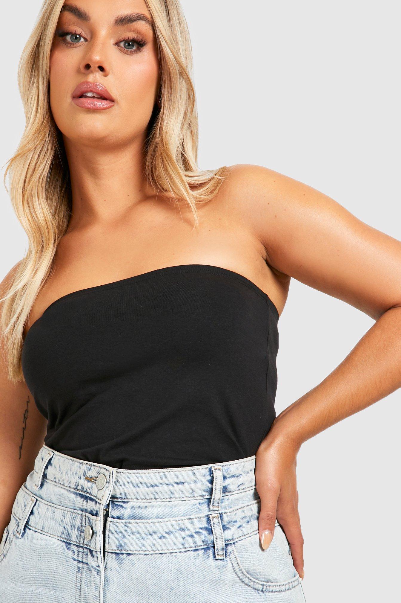 Plus 2 Pack Cotton Mix Basic Bandeau Tube Top