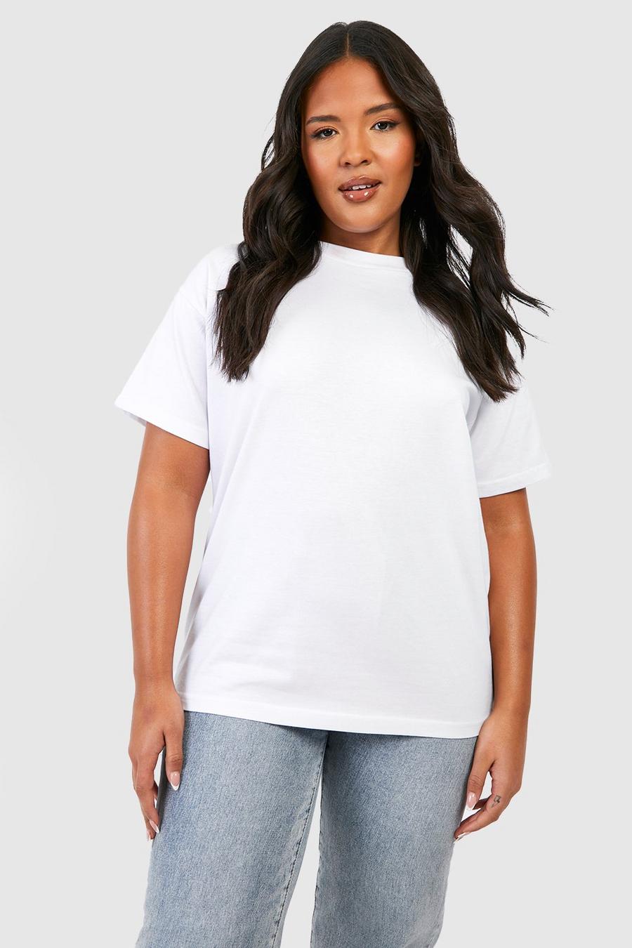 White Plus Crew Neck Basic Cotton T-shirt  image number 1