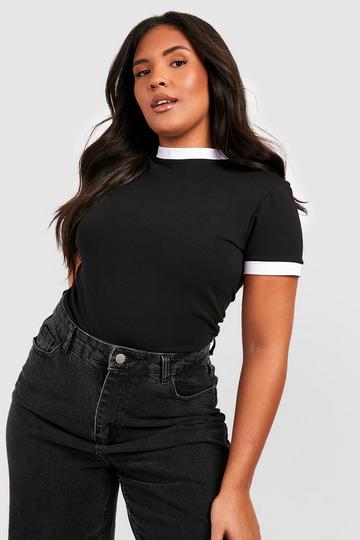 Black Plus Fitted Ringer Edge T-shirt