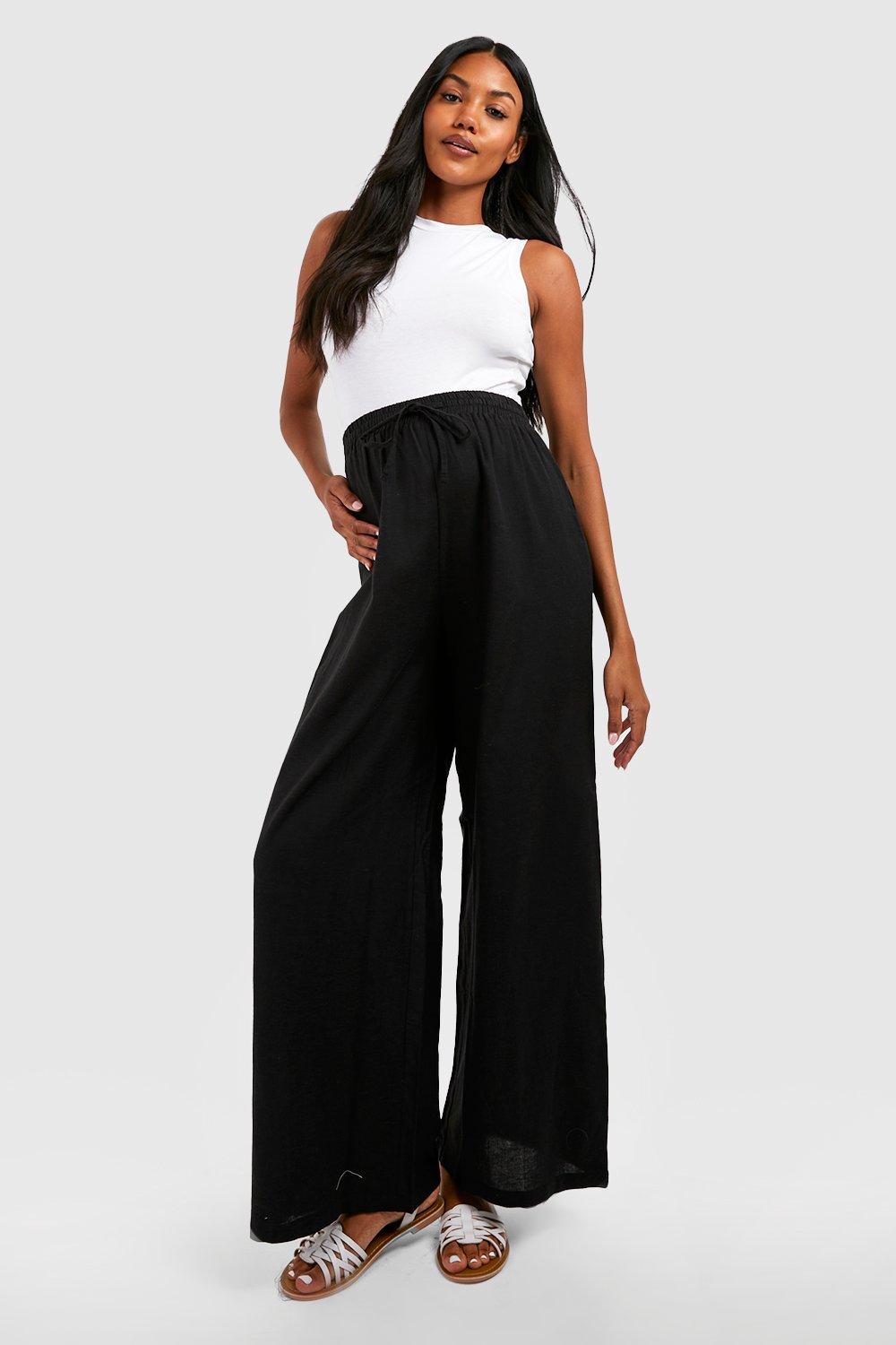 Wide Leg Black Maternity Trousers