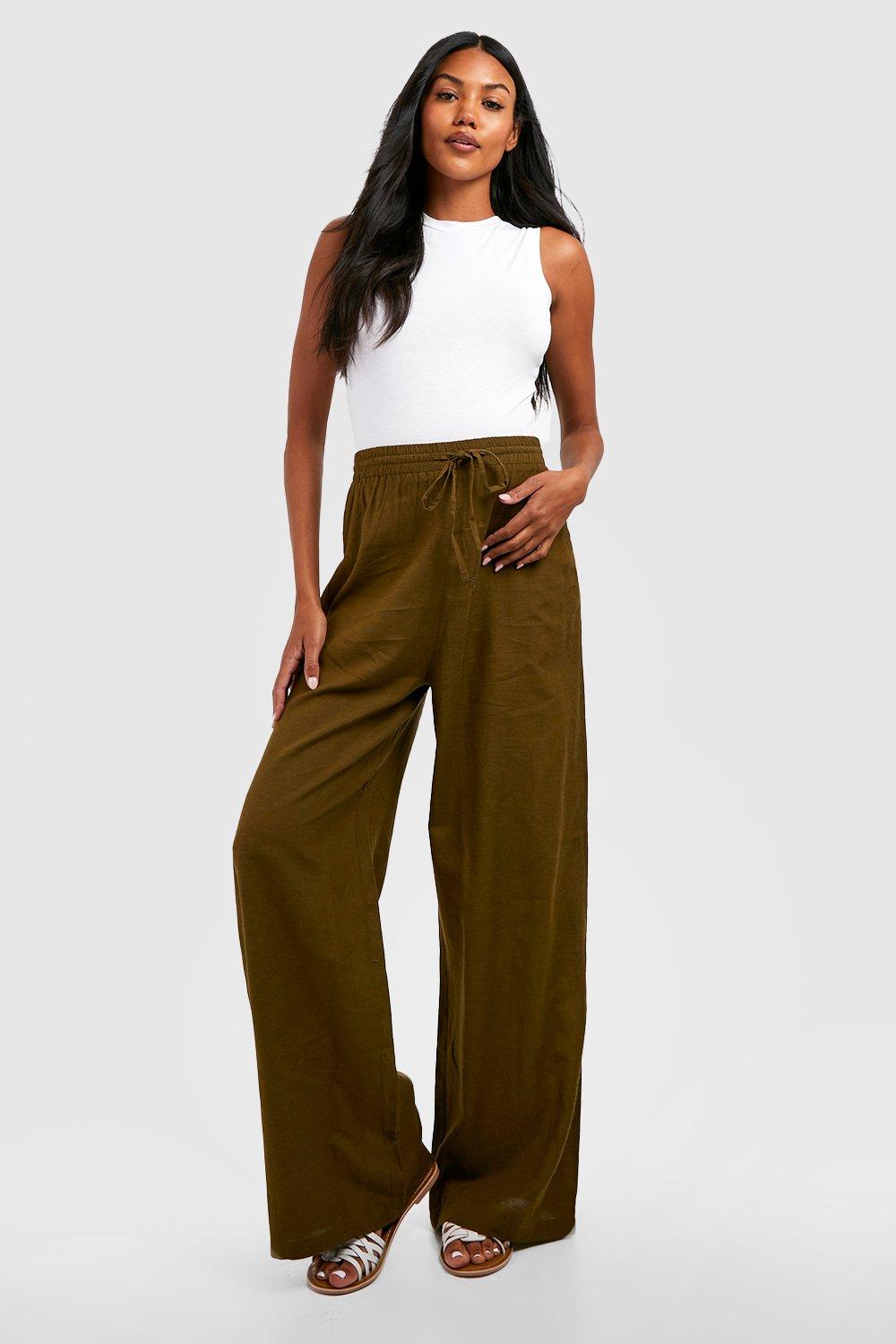 Maternity Linen Drawstring Wide Leg Pants