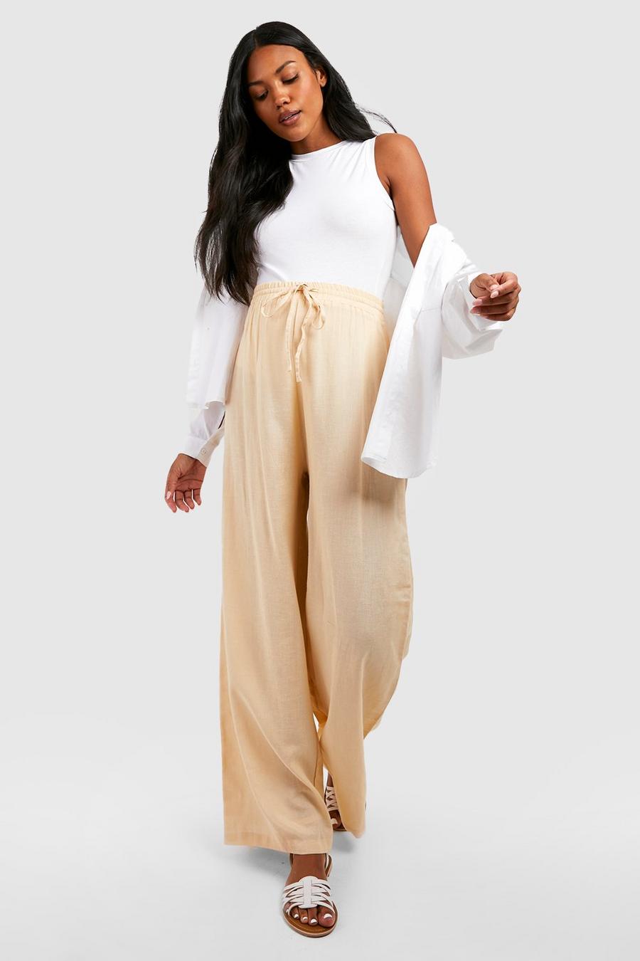 Stone Maternity Linen Drawstring Wide Leg Trousers image number 1