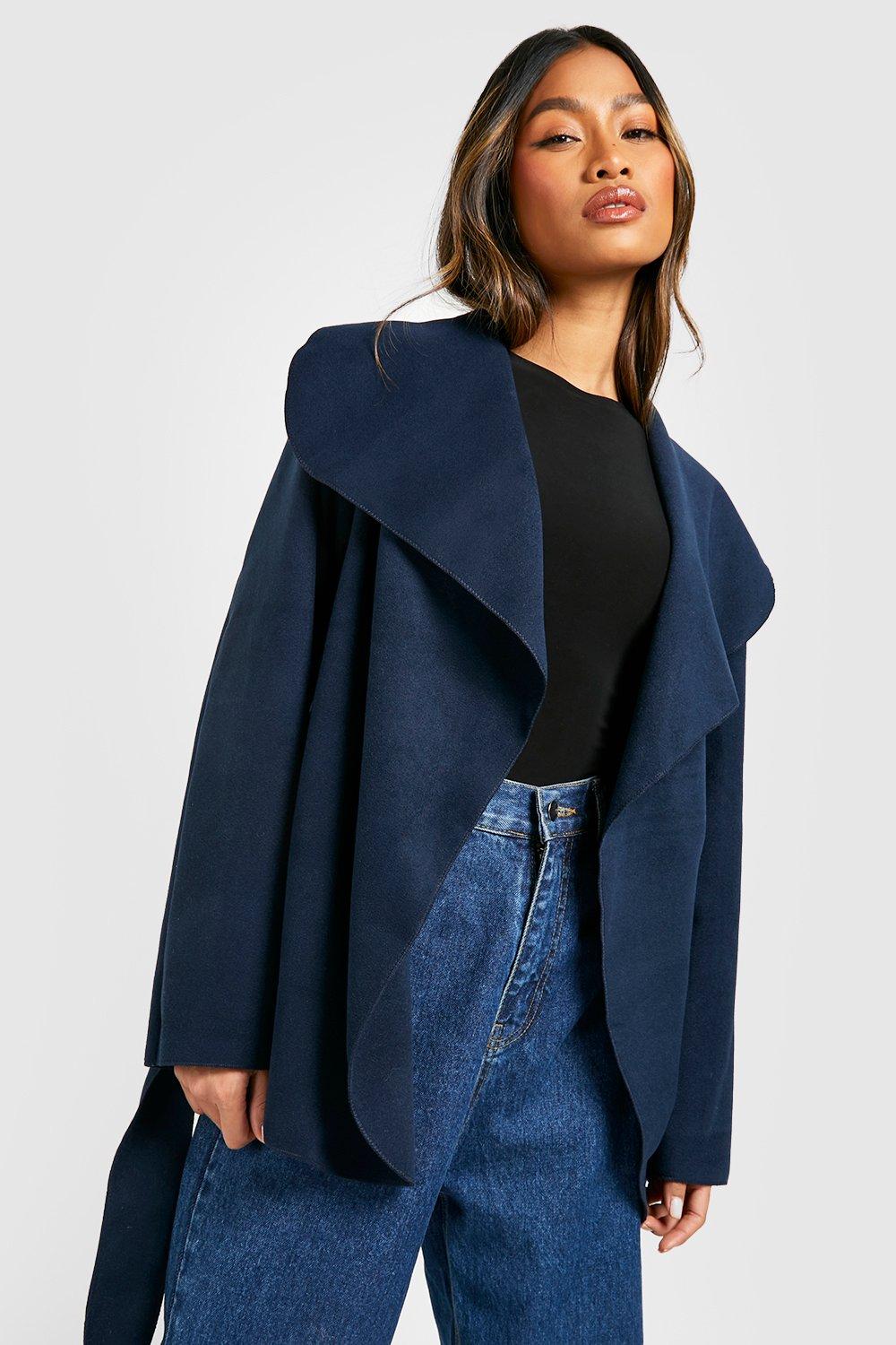 Belted shawl shop collar coat boohoo