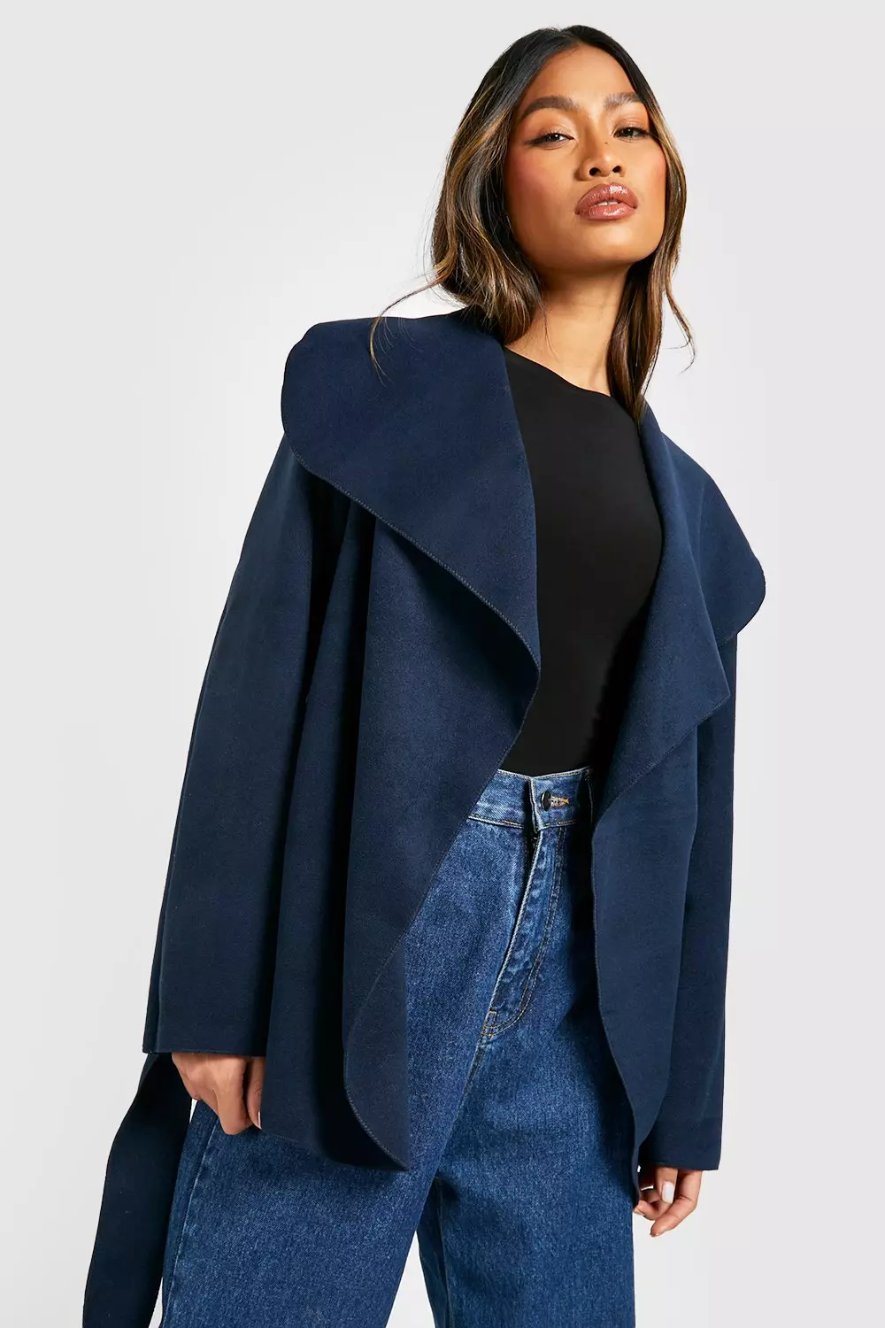 Belted shawl collar outlet coat