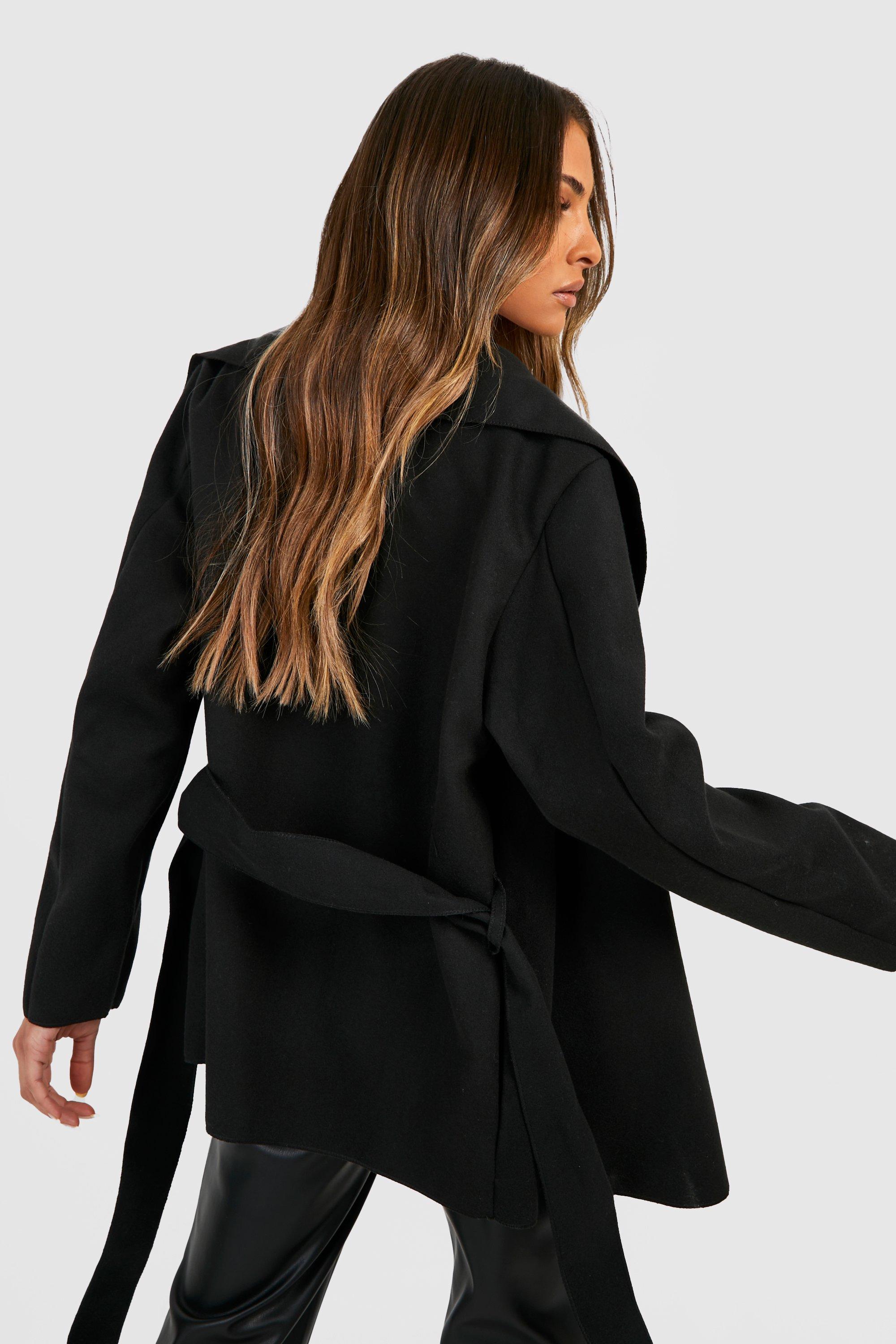 Belted shawl outlet collar coat boohoo