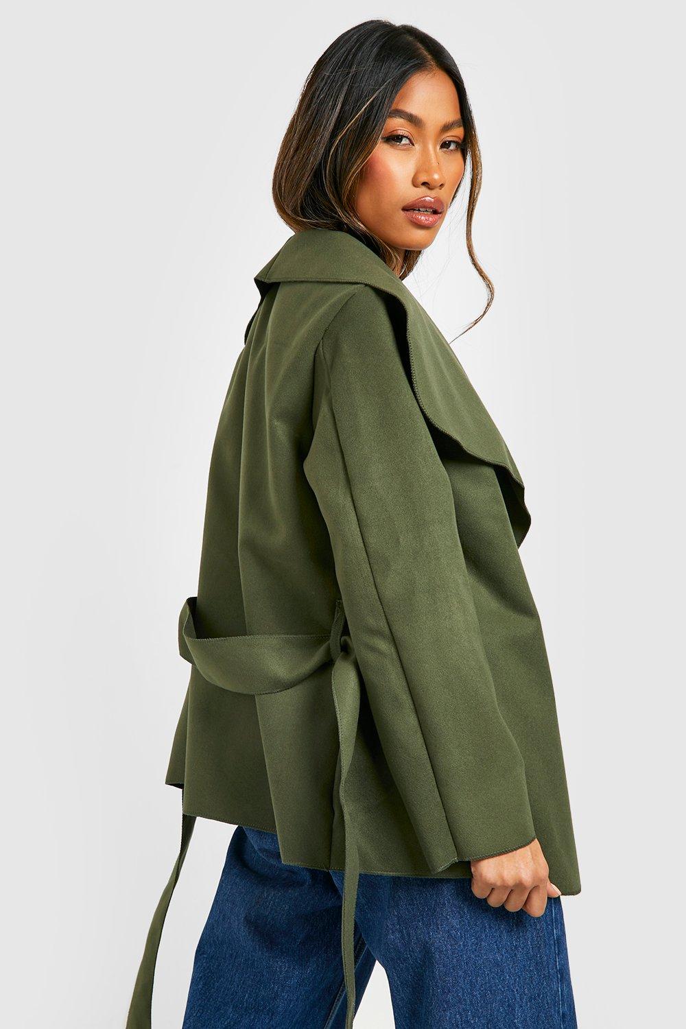 Belted shawl collar coat boohoo best sale