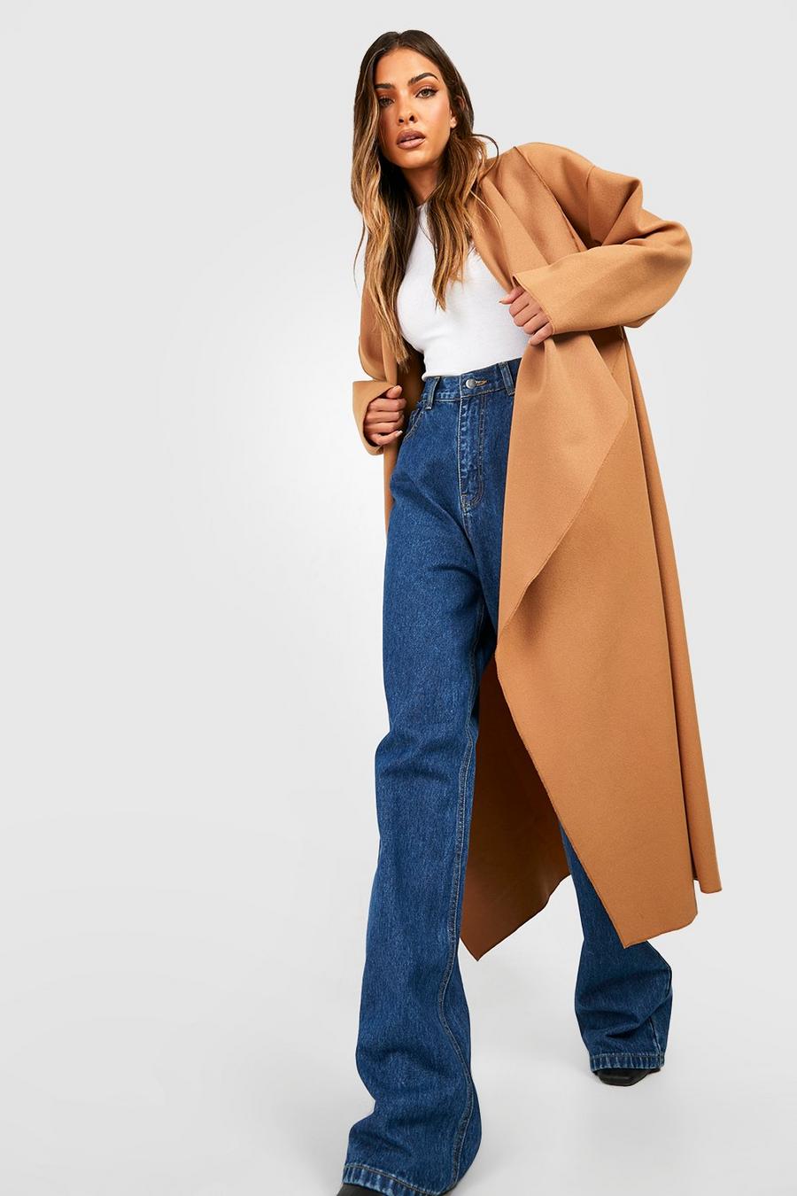Camel Super Oversized Waterfall Wool Look Coat image number 1