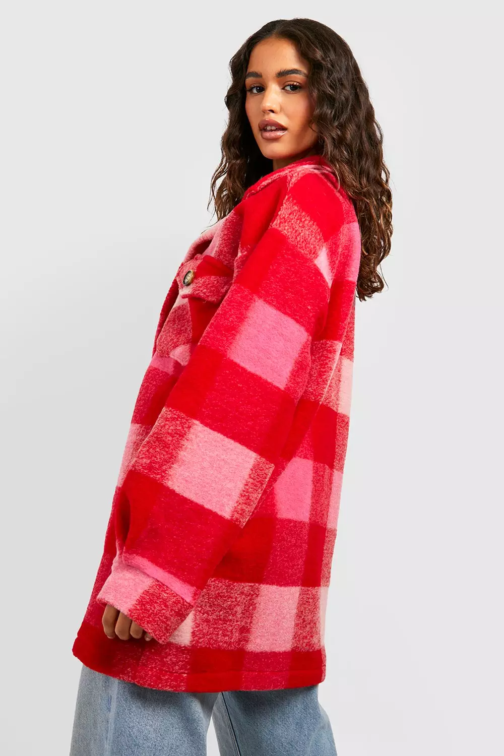 Pink Bright Check Shacket alternative image