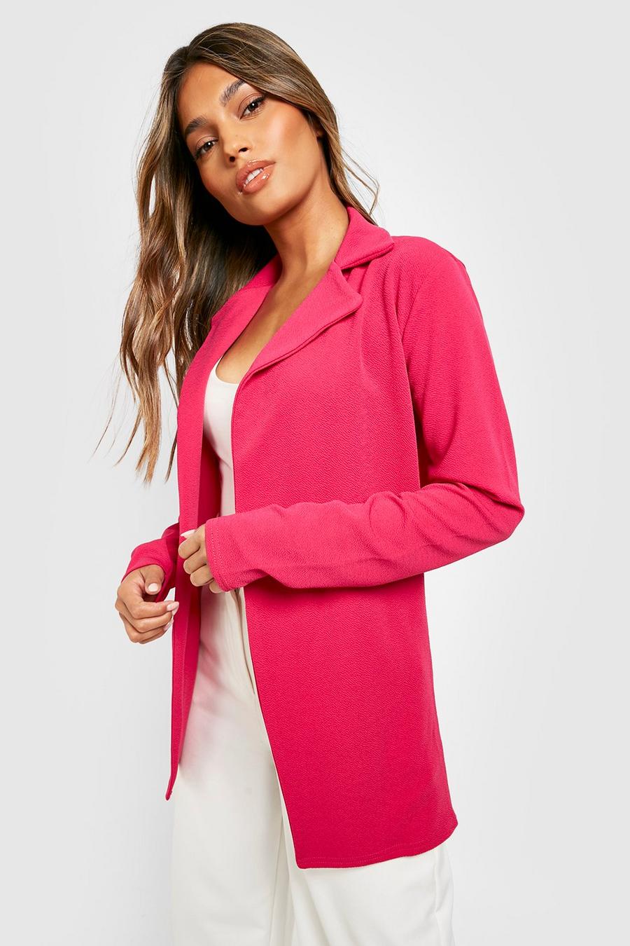 Hot pink Basic Jersey Fitted Longline Blazer