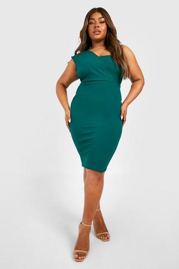 Plus One Shoulder Midi Dress emerald