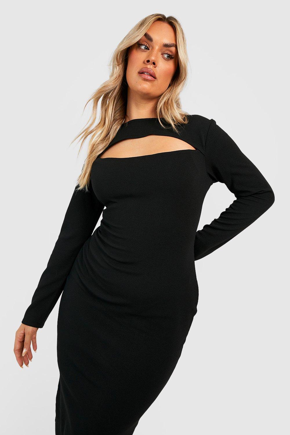 Plus size midi hot sale dress long sleeve