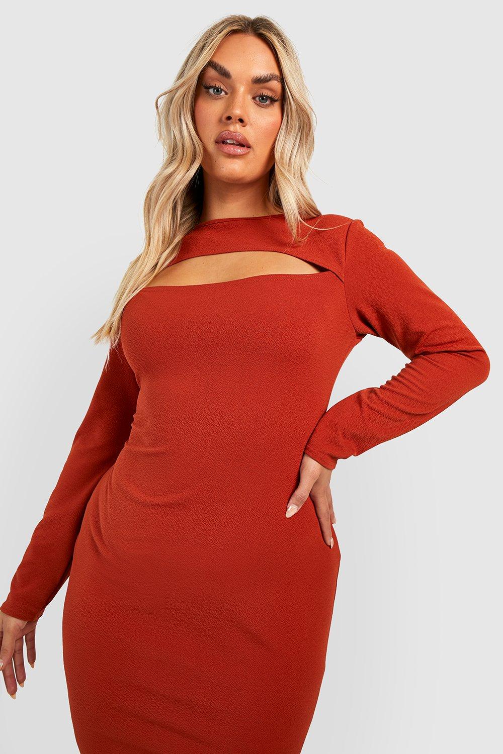 Long sleeve midi bodycon dress plus size best sale