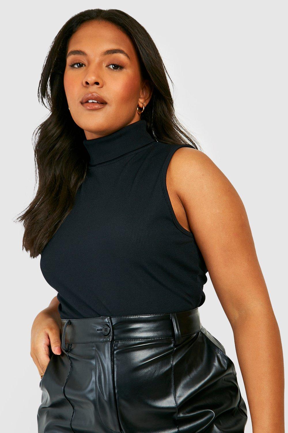 Buy Boohoo Ribbed High Neck Sleeveless Bodysuit Top In Black