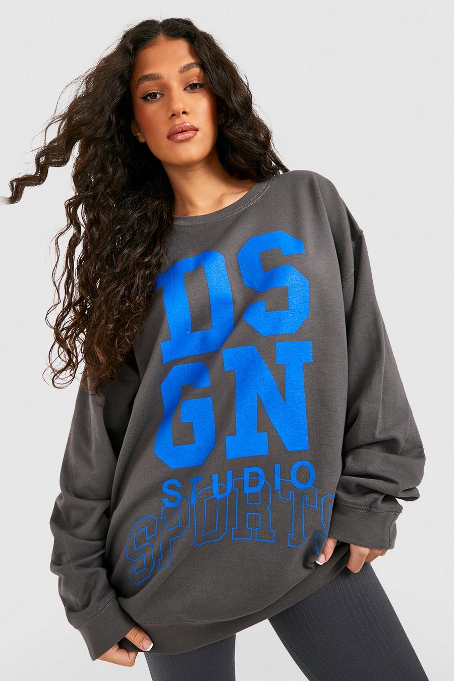 Charcoal Dsgn Studio Sports Oversized Sweater image number 1