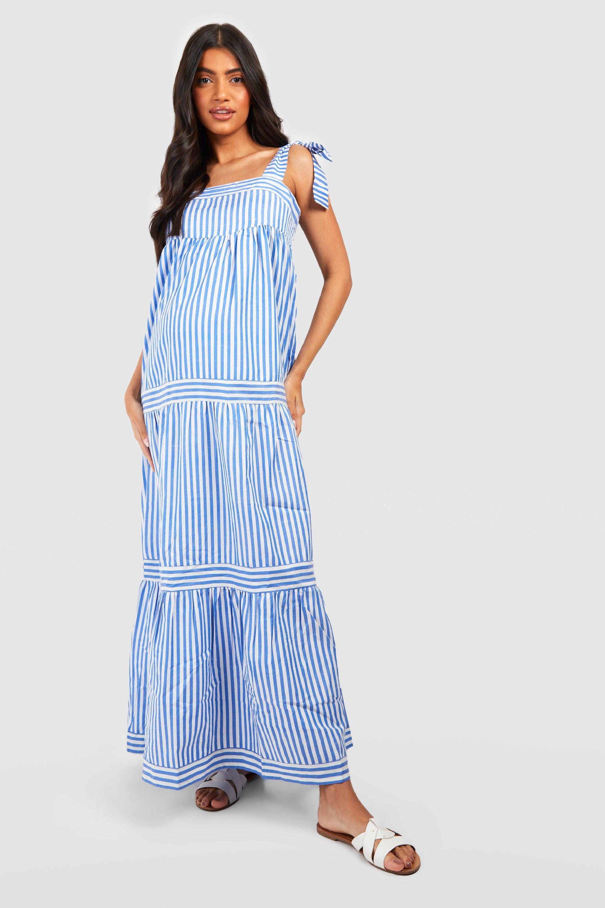 Striped maternity 2024 maxi dress