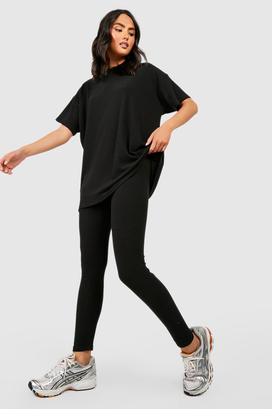Women's Soft Rib Oversized T-shirt And Leggings Co-ord